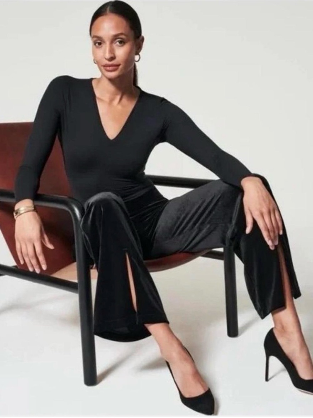 Spanx Black Velvet Split-Hem Pants - Size 2X Petite